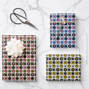 Blumenmotive - Papierblatt für Farbenverpackungen Geschenkpapier Set