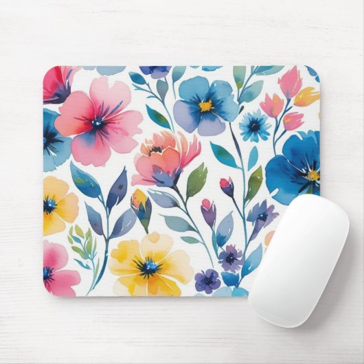 Blumenmousepad im Wasserfarbenstil Mousepad (Mit Mouse)
