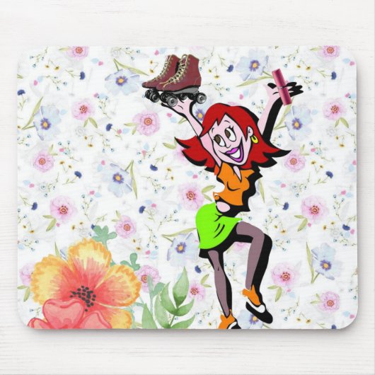 Blumenmousse Pad Skaten! Mousepad (Vorne)