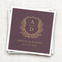 Blumenmuschel Lila Gold Wappen Wedding Monogram