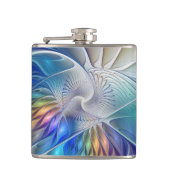 Blumenmuseum Fraktal Kunst, bunte Abstrakte Blume Flachmann (Vorderseite)