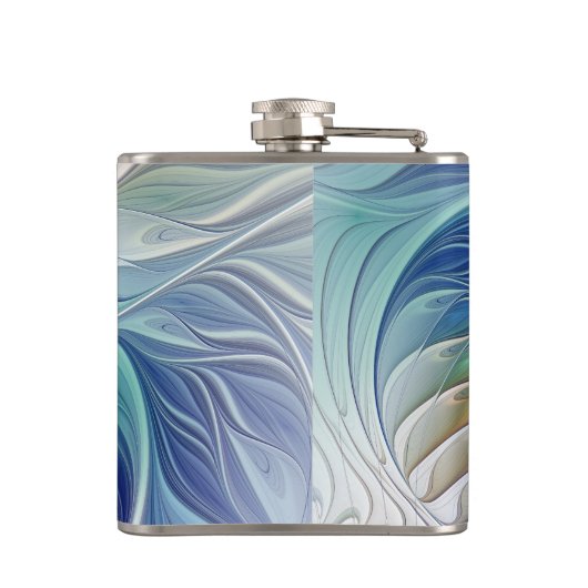 Blumenmuseum Fraktal Kunst, bunte Abstrakte Blume Flachmann (Rückseite)