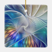 Blumenmuseum Fraktal Kunst, bunte Abstrakte Blume Keramikornament (Rückseite)