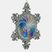 Blumenmuseum Fraktal Kunst, bunte Abstrakte Blume Schneeflocken Zinn-Ornament (Links)