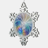 Blumenmuseum Fraktal Kunst, bunte Abstrakte Blume Schneeflocken Zinn-Ornament (Rechts)