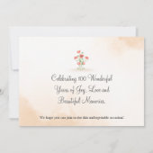 Blumenmuster 100. Geburtstag - Elegantes Aquarelld Save The Date (Rückseite)