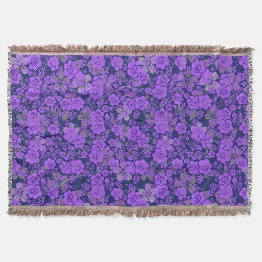 Blumenmuster 15.Lila.b DBlue BG Decke (Vorderseite)