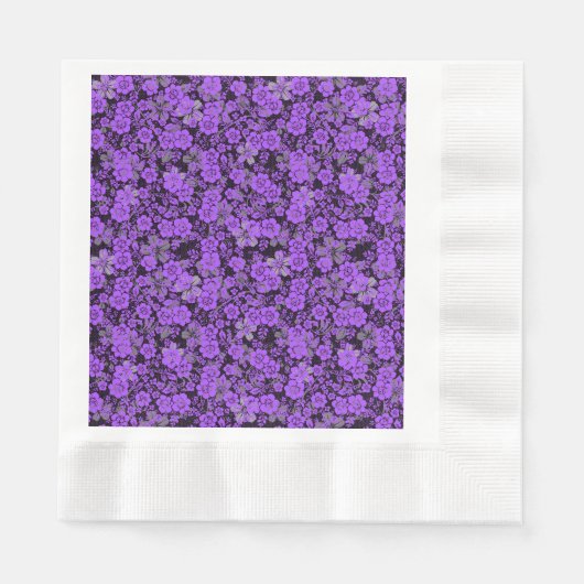 Blumenmuster 15.Lila.b Schwarze BG Serviette (Vorderseite)