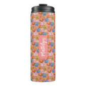 Blumenmuster 16oz Thermobecher mit Namen Thermosbecher (Vorderseite)