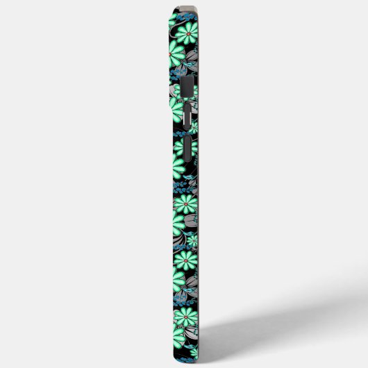 Blumenmuster 17.b Schwarze BG Case-Mate iPhone Hülle (Rückseite / Links)