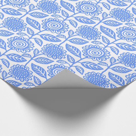 Blumenmuster 280313 - Baby Blue on White Geschenkpapier (Ecke)