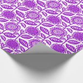 Blumenmuster 280313 - lila auf Weiß Geschenkpapier (Ecke)