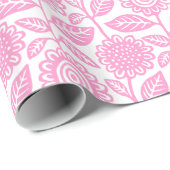 Blumenmuster 280313 - Rosa auf Weiß Geschenkpapier (Rolleneckpunkt)