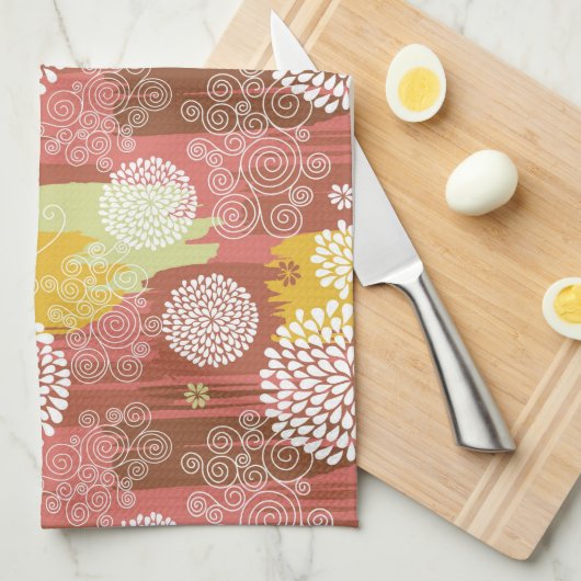 Blumenmuster 2 geschirrtuch (Viertel Falte)