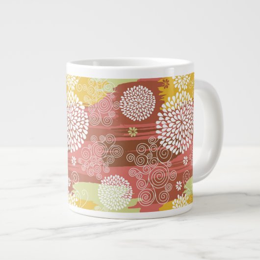 Blumenmuster 2 Jumbo-Tasse (Vorderseite Rechts)