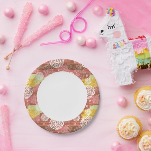 Blumenmuster 2 pappteller (Party)