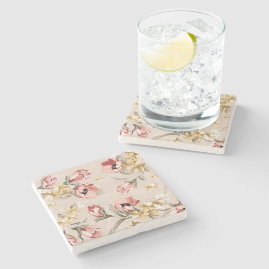 Blumenmuster 3 der abstrakten Eleganz Steinuntersetzer (Seitenansicht)