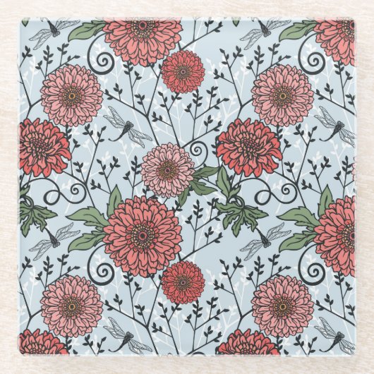 Blumenmuster 3 glasuntersetzer (Vorderseite)