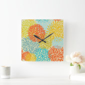 Blumenmuster 3 quadratische wanduhr (Zuhause)