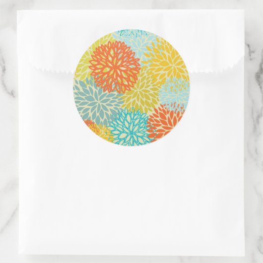 Blumenmuster 3 runder aufkleber (Tasche)