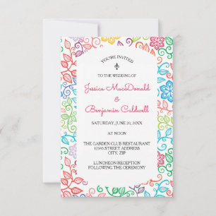 Blumenmuster - 3x5 Hochzeitseinladung Einladung