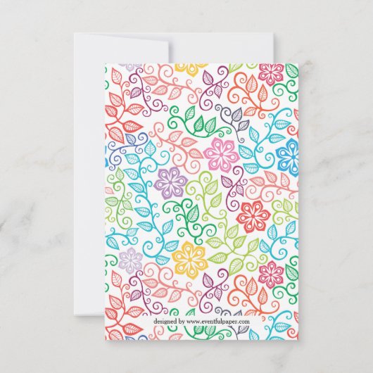 Blumenmuster - 3x5 Kinderdusche Einladung (Rückseite)