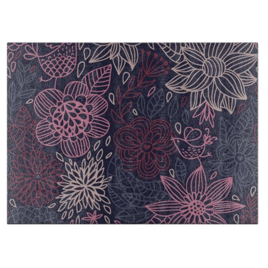 Blumenmuster 4 2 schneidebrett (Vorderseite)