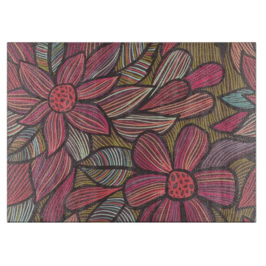 Blumenmuster 4 3 schneidebrett (Vorderseite)