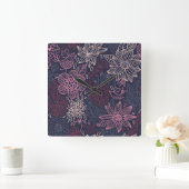 Blumenmuster 4 quadratische wanduhr (Zuhause)
