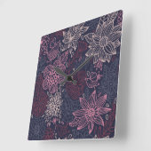 Blumenmuster 4 quadratische wanduhr (Winkel)