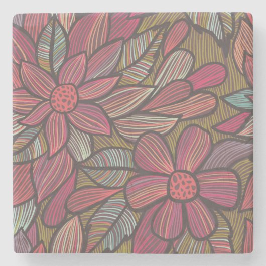 Blumenmuster 4 steinuntersetzer (Vorderseite)