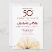 Blumenmuster 50. Geburtstag - elegantes Gelbblüten Einladung (Vorderseite)