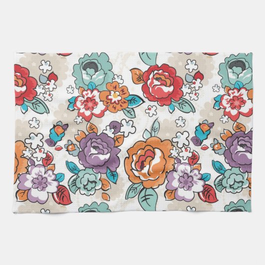 Blumenmuster 5 der abstrakten Eleganz Handtuch (Horizontal)