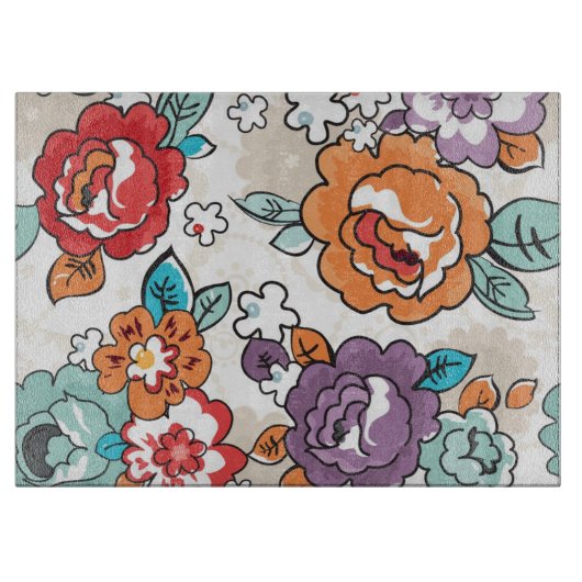 Blumenmuster 5 der abstrakten Eleganz Schneidebrett (Vorderseite)
