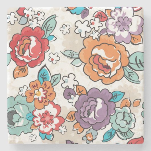 Blumenmuster 5 der abstrakten Eleganz Steinuntersetzer (Vorderseite)