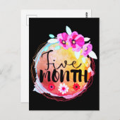 Blumenmuster 5-monatiges Baby-Meilenstein-Label Postkarte (Vorne/Hinten)
