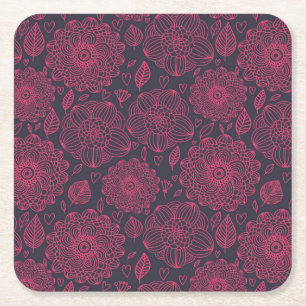 Blumenmuster 5 rechteckiger pappuntersetzer