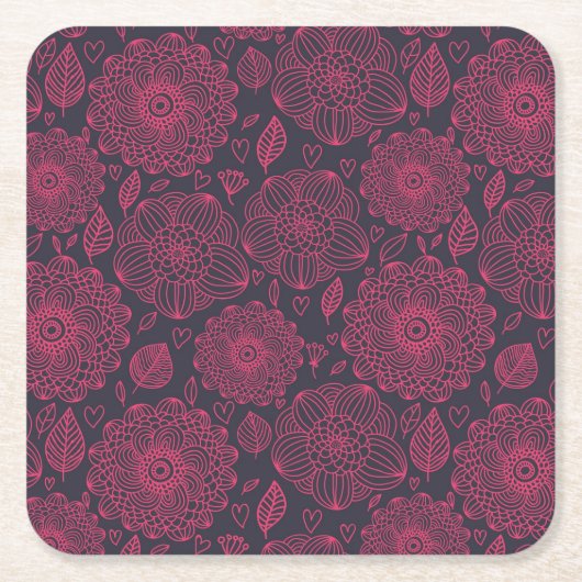 Blumenmuster 5 rechteckiger pappuntersetzer (Vorderseite)