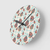 Blumenmuster 5 runde wanduhr (Winkel)