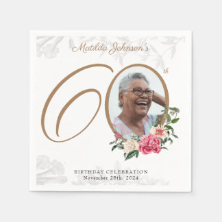 Blumenmuster 60. Geburtstag Elegantes Foliage Cust Serviette