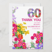 Blumenmuster 60. Geburtstag - Elegantes Gartendesi Dankeskarte (Vorderseite)