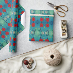 Blumenmuster 8 passende Blasen Cuddlebuns Geschenkpapier