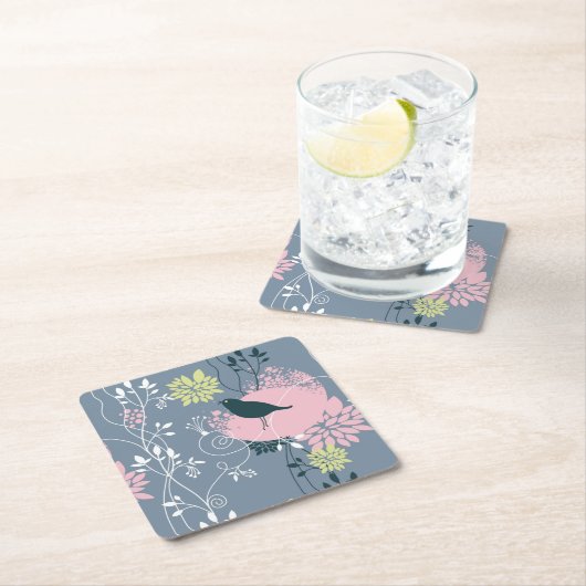 Blumenmuster 9 rechteckiger pappuntersetzer (Vor Ort)