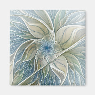 Blumenmuster-Abstract Blau-Khaki-Fraktal Magnet