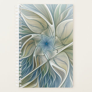 Blumenmuster Abstract Blau Khaki Fraktal Planer