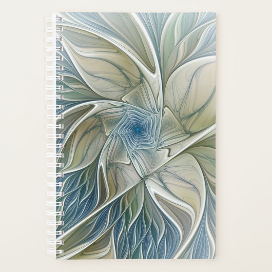 Blumenmuster Abstract Blau Khaki Fraktal Planer (Vorderseite)