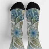 Blumenmuster-Abstract Blau Khaki Fraktal Traum Socken (Oben)