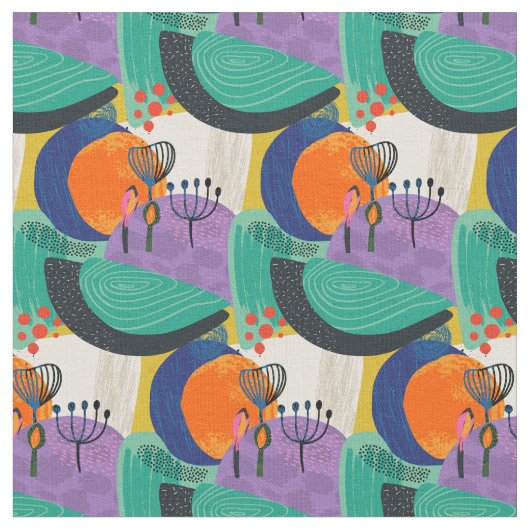 Blumenmuster Abstraktes Aquamarines Lila Muster Stoff (Nahaufnahme)