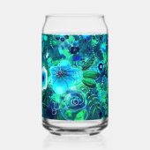 Blumenmuster Abstraktes Muster Blau Grüne Aquamari Dosenglas (Rückseite)