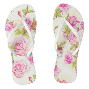 Blumenmuster Alte rosa Rosen Frauen Drehte Flop Badesandalen